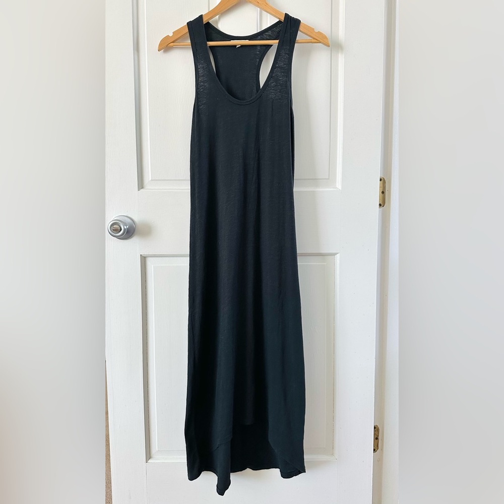 SUNDRY Anthropologie Black Tank Dress High Low Maxi Racerback Cotton Size S